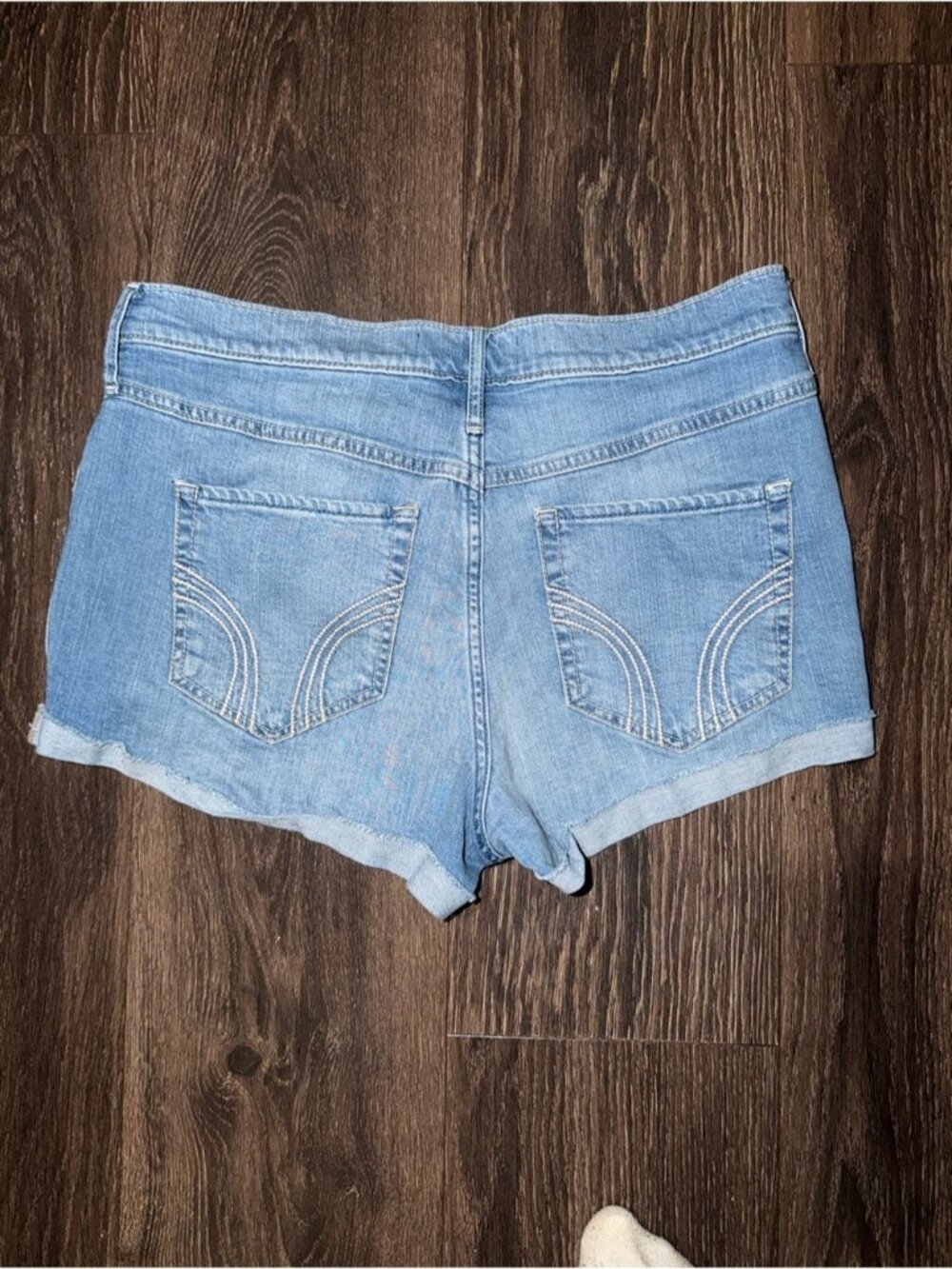 Hollister Jean Shorts Womens 13 W31 Light Wash Cuffed Denim Stretch